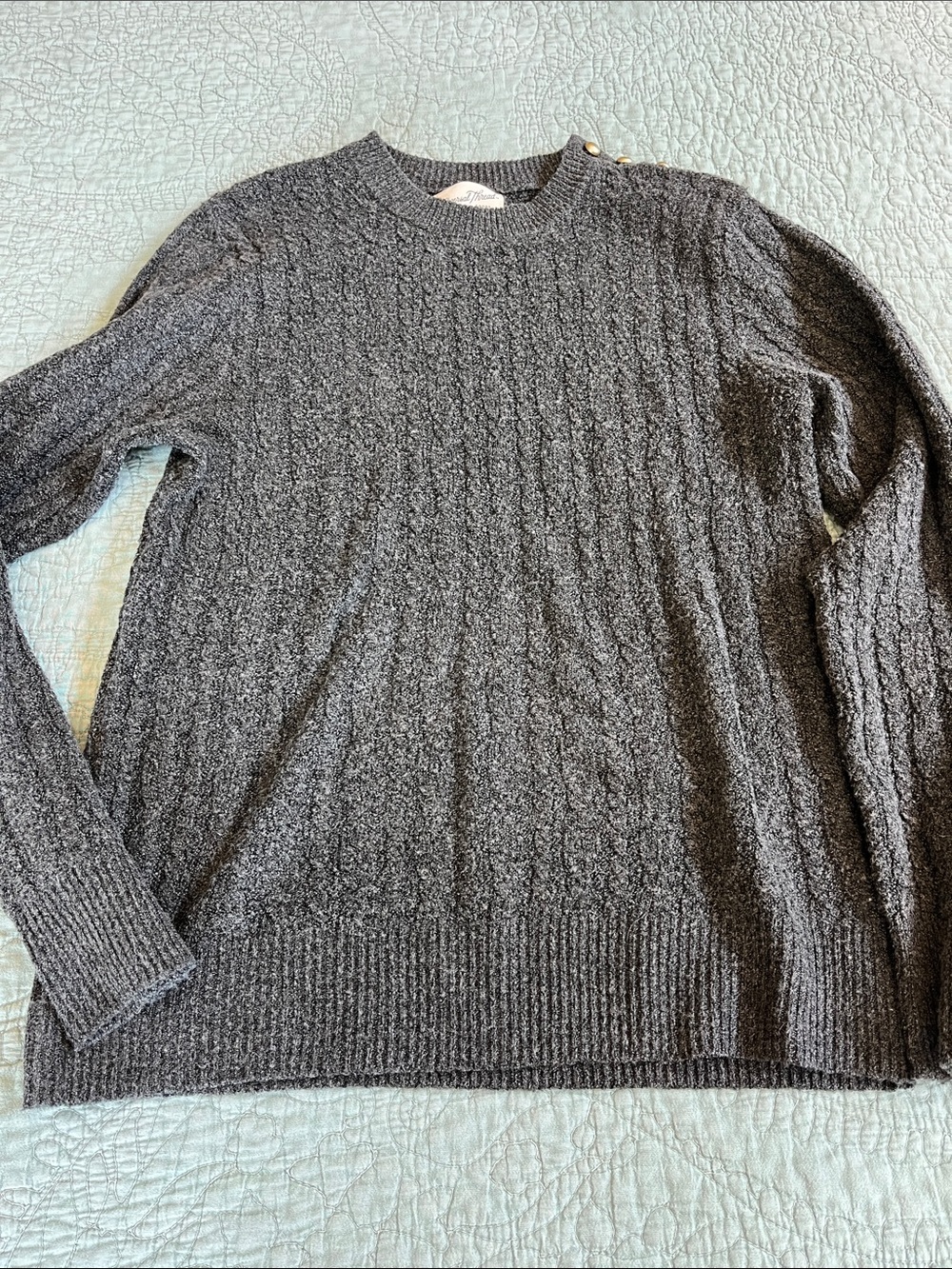 Women’s Universal Thread (Target) Charcoal Cable Knit Button-Shoulder Sweater S
